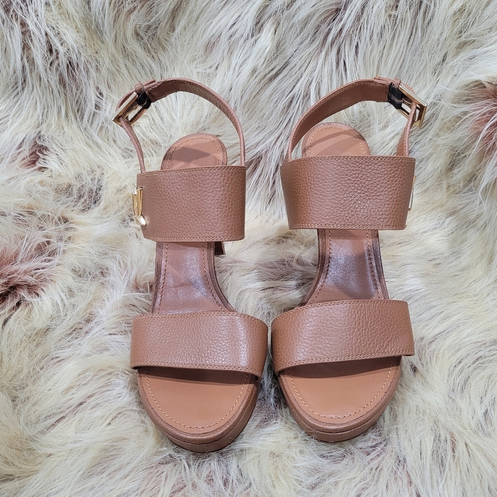 Louis Vuitton Grained Calfskin Horizon Platform Sandals 40 Cognac - Picture 2 of 4